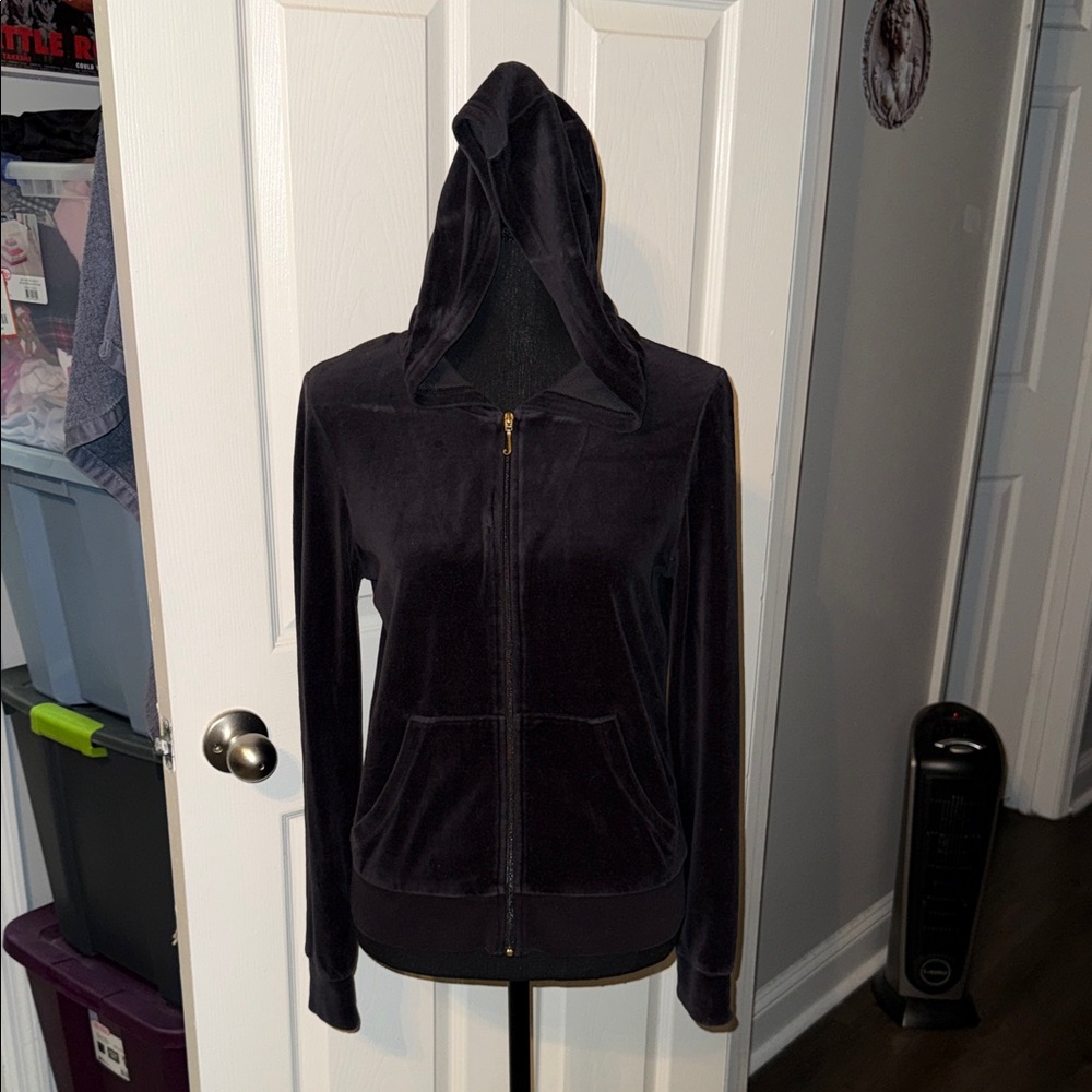 🖤JUICY COUTURE BLACK VELOUR JACKET SIZE M🖤